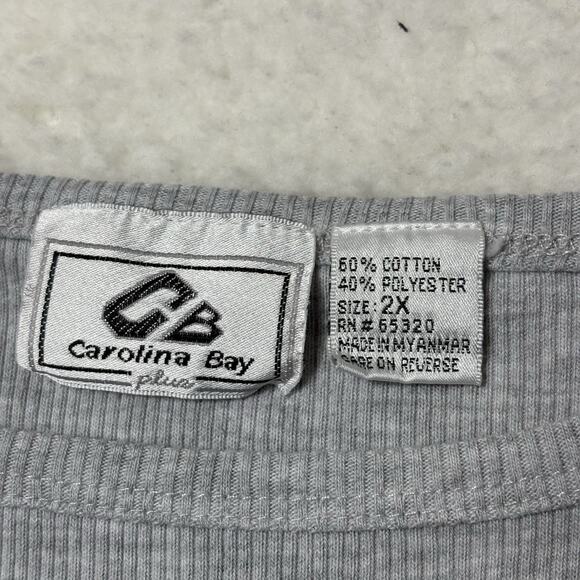 Vtg Carolina Bay Plus Size Tank Top Women 2x Gray Rib Knit Basic Boho Outdoor - Picture 3 of 6